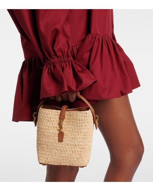 Saint Laurent Natural Le 37 Mini Raffia Bucket Bag