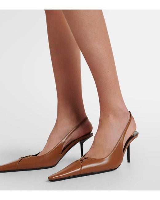 Saint Laurent Brown Babylone Breteuil Leather Slingback Pumps