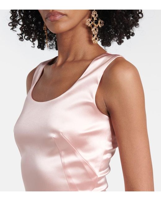 Dolce & Gabbana Pink Satin Midi Dress