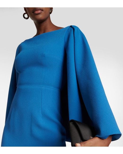 Emilia Wickstead Blue Niesha Crepe Midi Dress