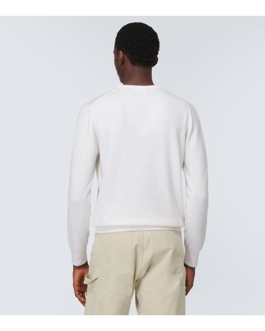 Allude White Cashmere Sweater for men