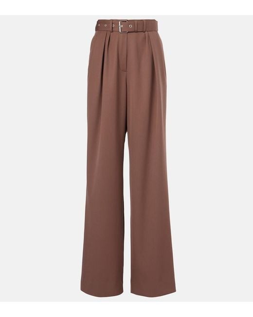 Dries Van Noten Brown Belted Wool Gabardine Wide-Leg Pants