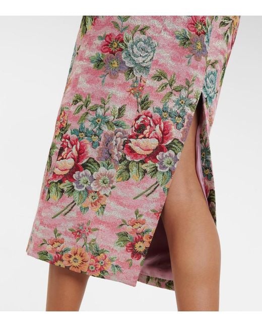 Markarian Pink Floral Bustier Midi Dress