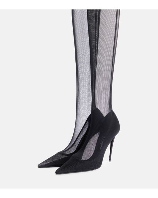 Dolce & Gabbana Black Tulle Over-the-knee Boots