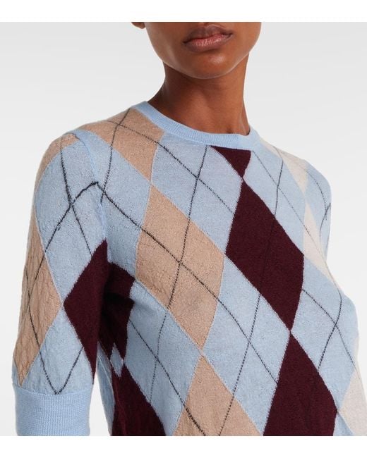 Khaite Blue Anders Argyle Cashmere And Mohair Top
