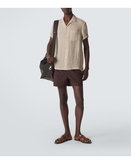 LeKasha Natural Linen Bowling Shirt for men