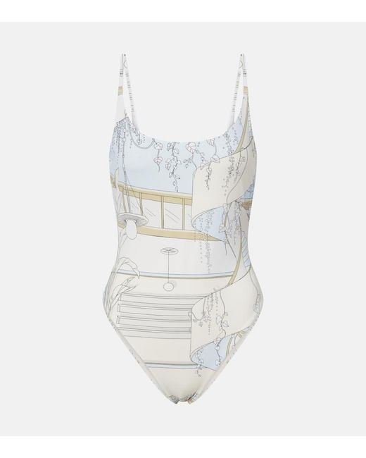 Tory Burch White Printed Swimsuit