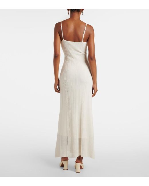 Faithfull The Brand White Treillis Crochet Cotton-Blend Midi Dress