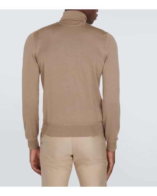 Tom Ford Brown Cashmere And Silk Turtleneck Sweater for men