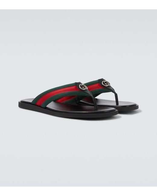 Gucci Blue Gg Web Stripe Slides for men