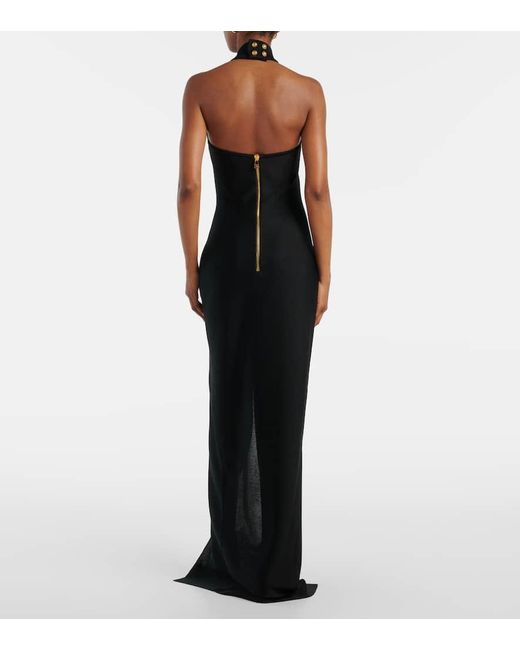 Balmain Women's Black Halterneck Open-Back Blazer Dress