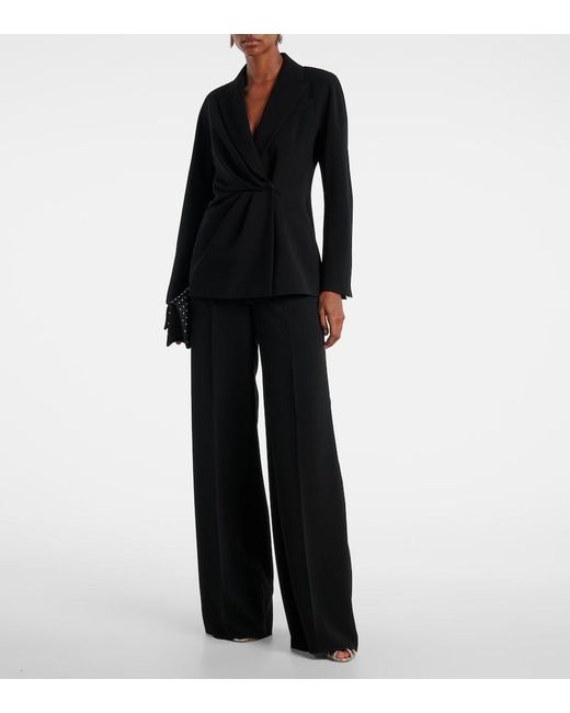 Max Mara Black Draped Cady Wrap Jacket