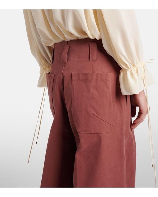 Chloé Red Cotton Wide-Leg Pants