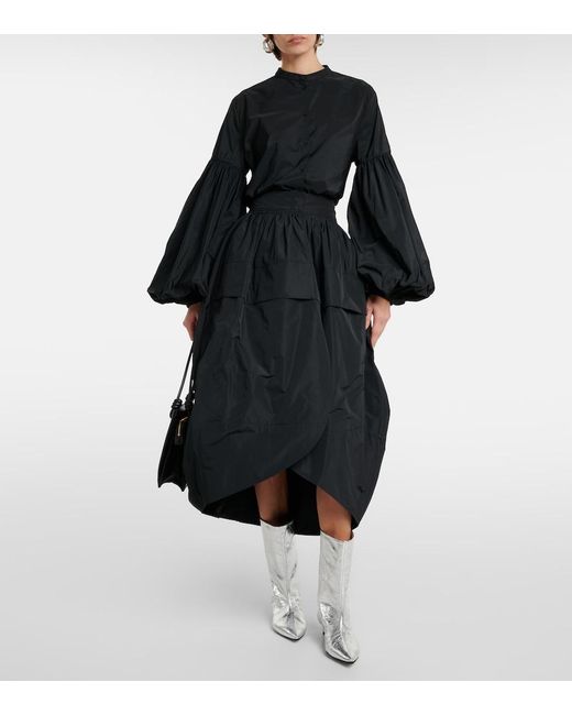 Jil Sander Black Puff-Sleeve Blouse