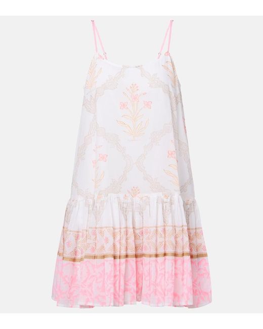 Juliet Dunn Pink Bedrucktes Minikleid Aus Baumwolle