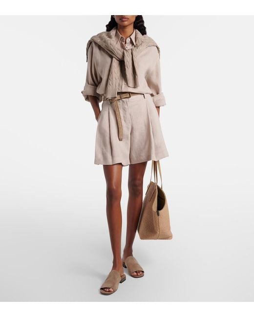 Brunello Cucinelli Natural Linen Top