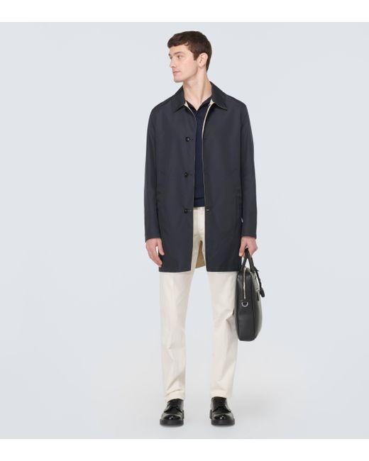 Canali Blue Reversible Trench Coat for men