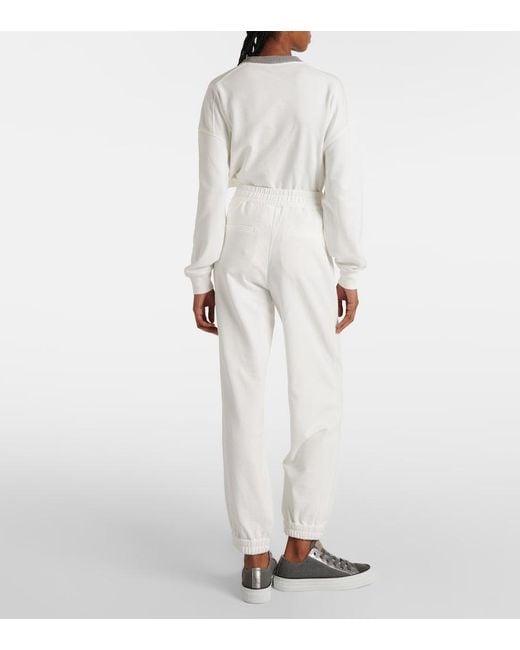 Brunello Cucinelli White Cotton Jersey Sweatpants