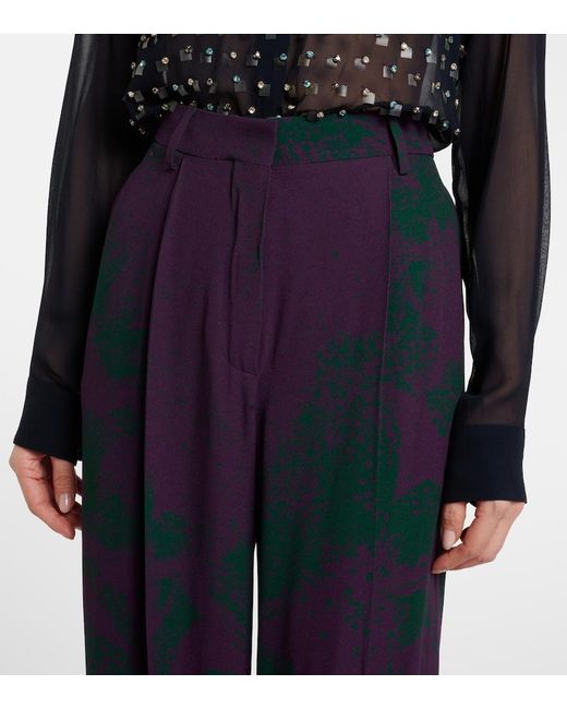 Dries Van Noten Blue Printed Wide-Leg Pants