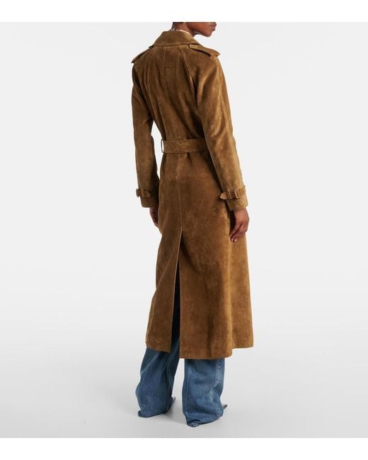 Saint Laurent Brown Suede Trench Coat