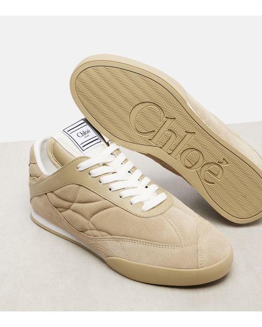 Chloé Natural Sneakers Kick Aus Veloursleder Und Leder