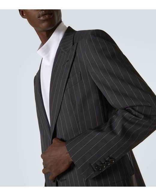 Tom Ford Blue Pinstripe Wool And Mohair Suit for men