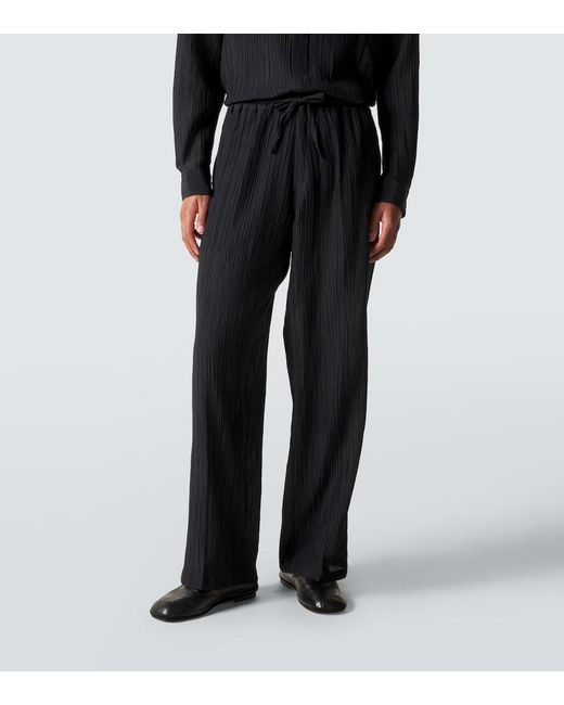 Umit Benan Blue Julian Linen And Cotton Straight Pants for men