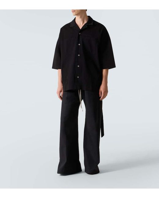 Rick Owens Black Magnum Tommy Oversized Cotton Twill Shirt for men