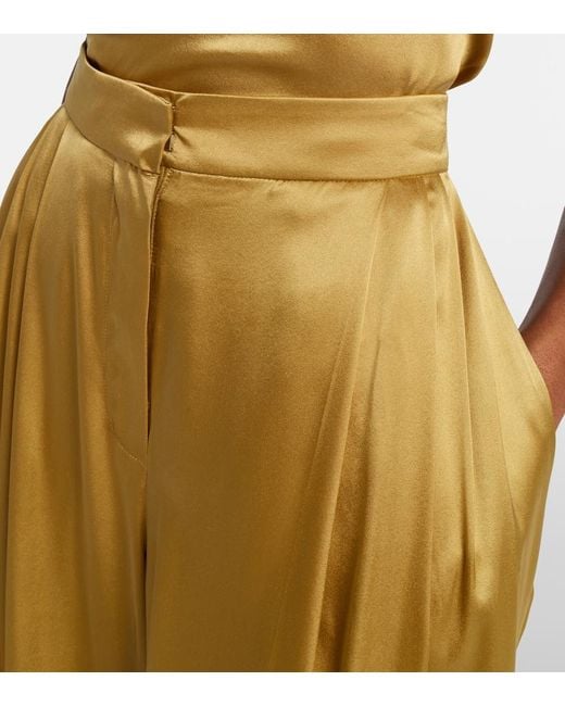 Nina Ricci Natural Silk-Blend Satin Wide-Leg Pants