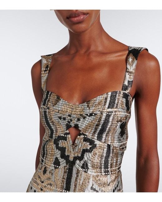 Johanna Ortiz Metallic Tropicana Jacquard Maxi Dress