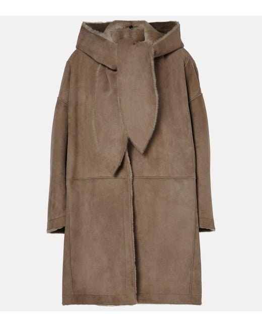 The Row Natural Parnasse Shearling-Lined Suede Coat