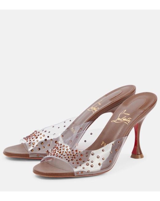Christian Louboutin Multicolor Nudes Degramule Embellished Mules