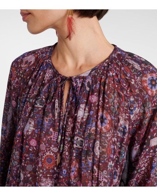 Miniabito Bess Arricciato Con Stampa Floreale di Isabel Marant in Purple