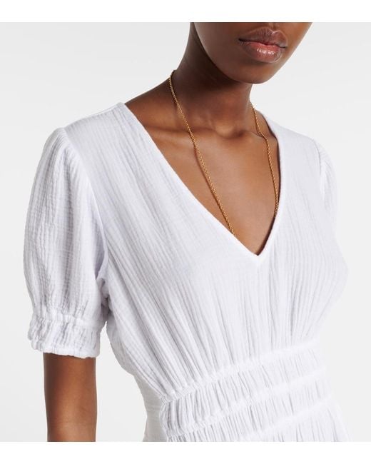 Velvet White Rivelle Cotton Gauze Midi Dress