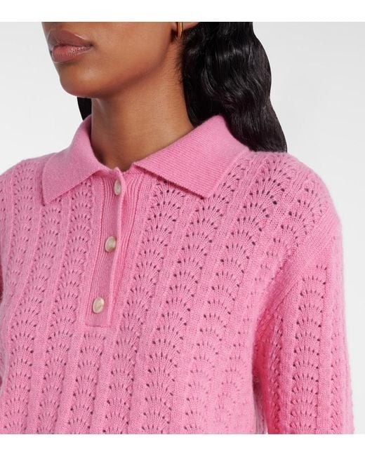 Lisa Yang Pink Masy Cashmere Polo Sweater