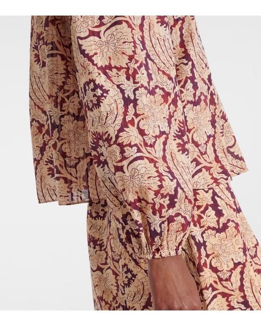 Ulla Johnson Brown Brea Printed Cotton-Blend Blouse