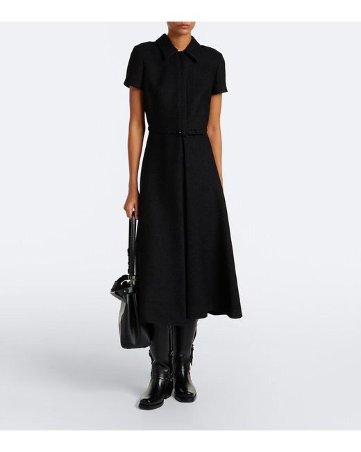 Fendi Black Wool-Blend Boucle Midi Dress
