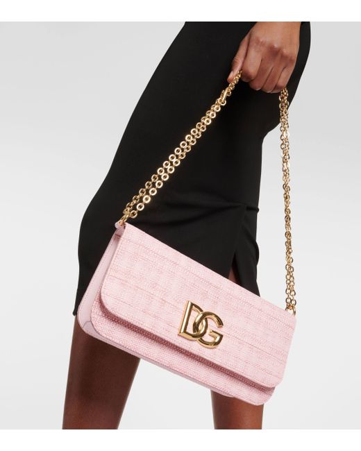 Sac 3.5 Small en raphia Dolce & Gabbana en coloris Pink