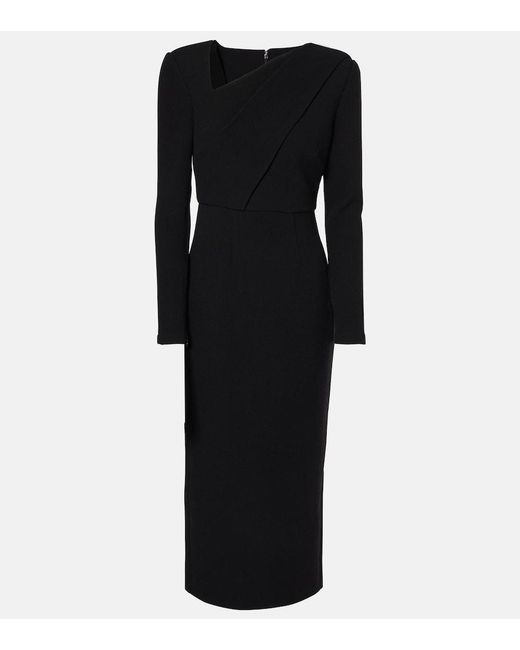 Roland Mouret Black Wool Crepe Midi Dress