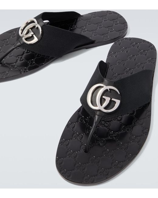 Gucci Brown Riviera Double G Thong Sandals for men