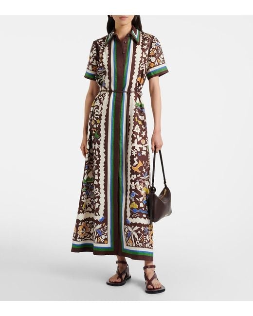ALÉMAIS White Maroc Printed Linen Shirt Dress