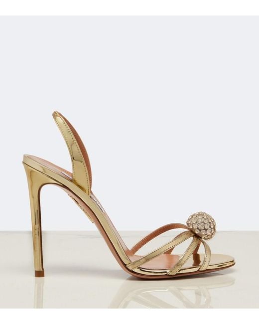 Aquazzura Metallic Crystal Bubble Slingback Sandals