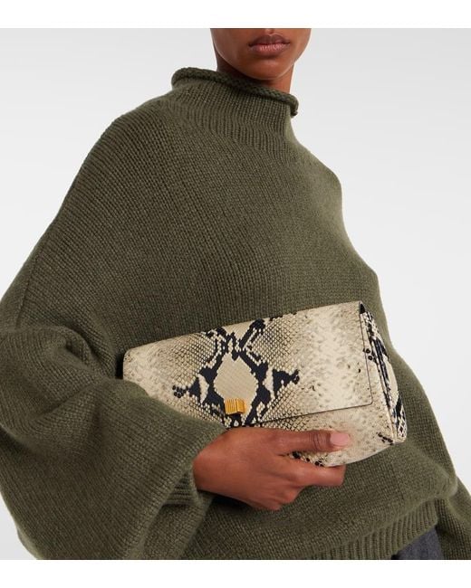 Khaite Metallic Audrey Snake-Effect Leather Clutch