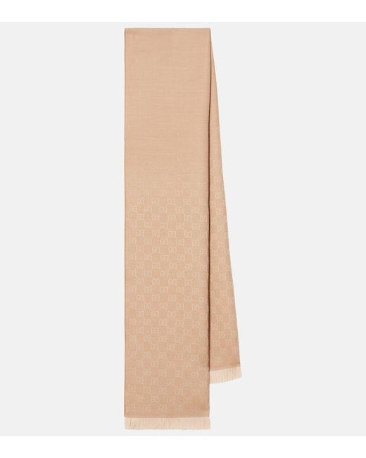 Gucci Natural Gg Wool Jacquard Scarf