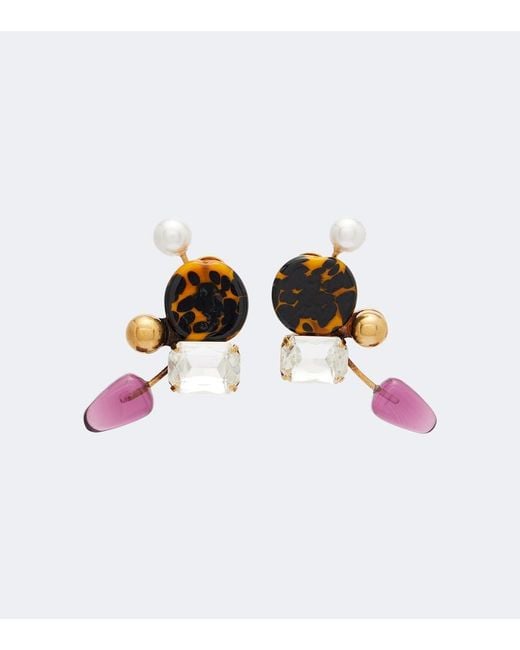 Dries Van Noten White Embellished Earrings