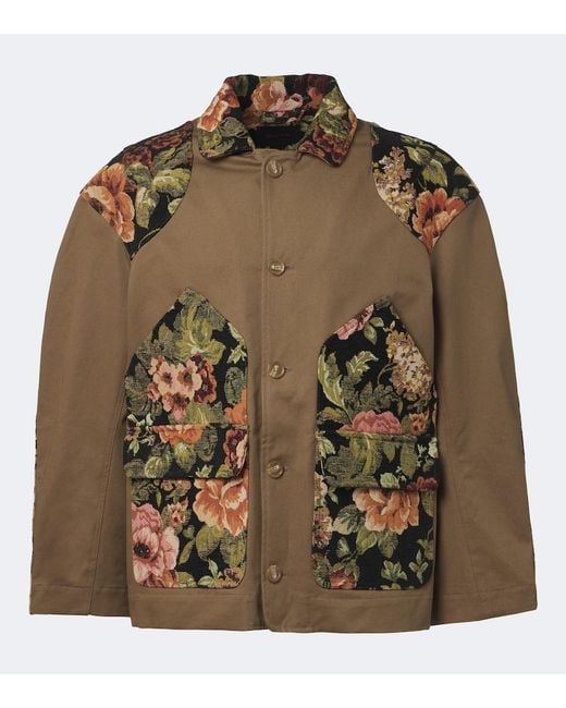 Simone Rocha Green Floral Patchwork Cotton Jacket for men