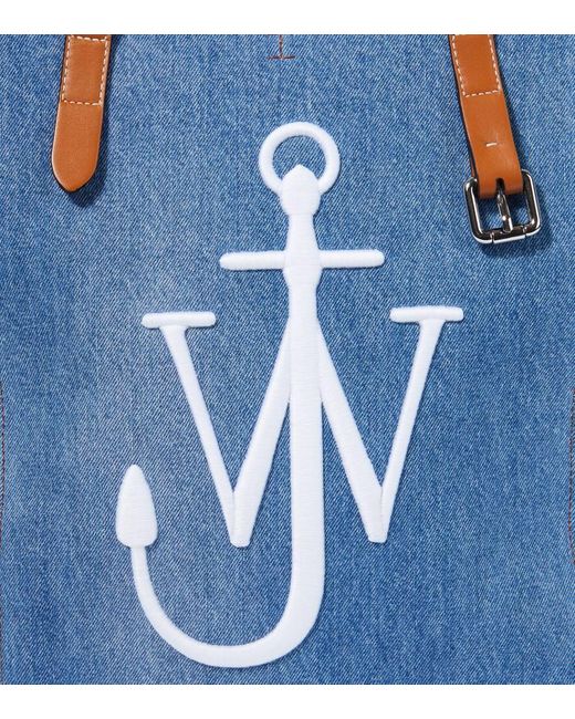 J.W. Anderson Blue Belt Embroidered Denim Tote Bag for men