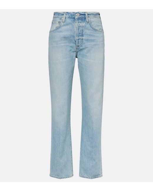 Citizens of Humanity Blue Baretta High-Rise Straight Jeans