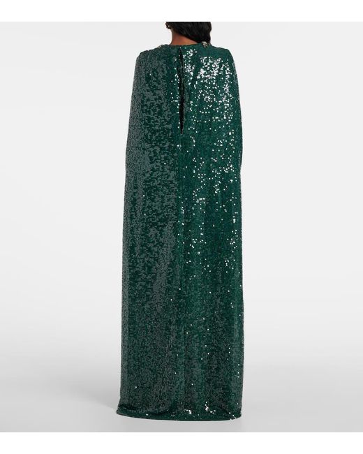 Erdem Green Robe Aus Georgette Mit Pailletten