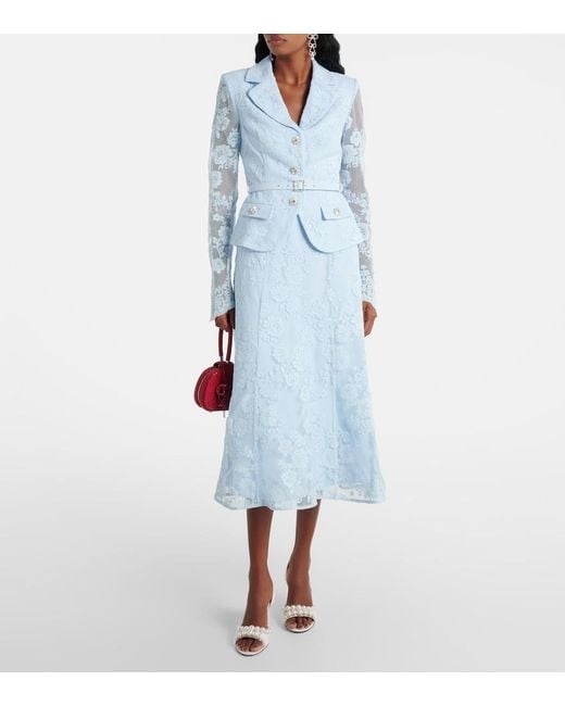 Self-Portrait Blue Lace Midi Dress